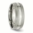 thumbnail image 4 of Titanium Grooved 8mm Brushed and Polished Band Ring 14 Size, 4 of 6