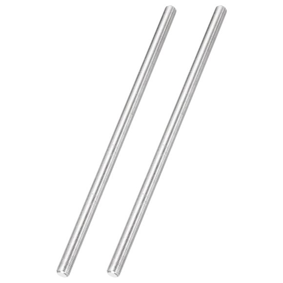 Uxcell 2Pcs Fully Threaded Rod, M10 x 1.25mm Pitch 304 Stainless Steel Right Hand Fine Threads Studs, 250mm/10" Long Threaded Screw Rods Fasteners for Anchors Bolts Hangers Clamps U Bolts