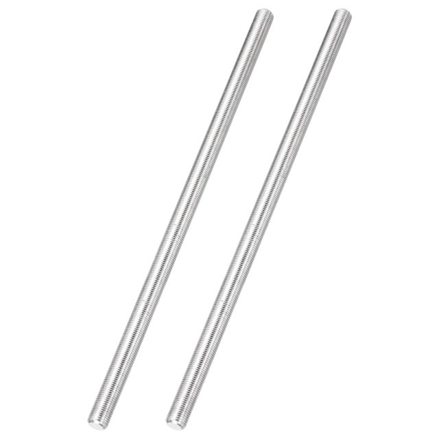 Uxcell 2Pcs Fully Threaded Rod, M10 x 1.25mm Pitch 304 Stainless Steel Right Hand Fine Threads Studs, 250mm/10" Long Threaded Screw Rods Fasteners for Anchors Bolts Hangers Clamps U Bolts