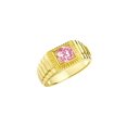 thumbnail image 3 of RYLOS Men's Ring Yellow Gold Plated Silver Ring, 7MM Round Shape Gemstone Designer Style Rings Pink Ice October Birthstone Rings Silver Size 9, 3 of 7
