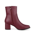 thumbnail image 3 of Unique Bargains Women's Square Toe Side Zip Block Heel Ankle Boots Burgundy (Size 7), 3 of 7