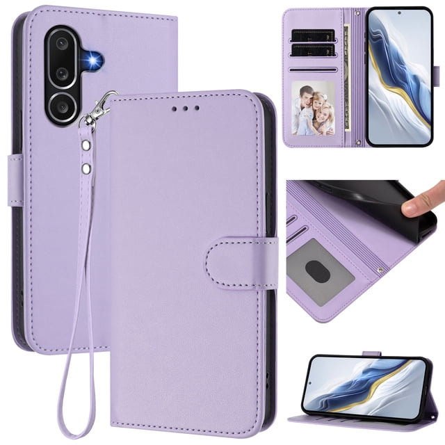 GANGXUN Wallet Case for Samsung Galaxy M56 – Magnetic Closure, RFID Blocking, Wrist Strap, Wireless Charging Compatible