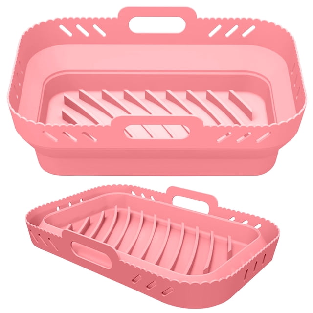 TIMIFIS Air Silicone Doublure en pour Friteuse à Chaud, Ensemble de Pots en Silicone pour Friteuse à Air Chaud pour Friteuse à Air Double Ninja, Plateau de Cuisson en Silicone Réutilisable pour Friteuse à Air, Panier pour Friteuse à Air pour Friteuse à Air Instantanée