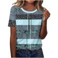 thumbnail image 5 of Pisexur Hauts pour Femmes Décontractés en Lin Col Rond Grande Taille Imprimé Manches Courtes T-shirt Blouse, Hauts d'Été pour Femmes Violet,m, 5 of 5
