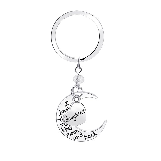 Key Chain Alloy Pendant Keyring Woman Key Holder metal pendant keyring Decor Key Ring Party Wedding Gift, D1002-Daughter