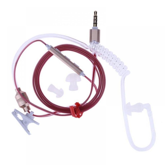 YOPTOP Security Headset Anti-radiation Spiral Tube Earpiece With 3.5 mm Headphone Jack For Or Android Devices,red