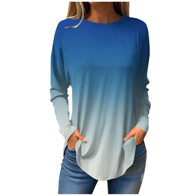 FAIWAD Haut pour Femme à Manches Longues, Épaules Tombantes, Col Rond, Imprimé Cœur, Haut Léger et Ample