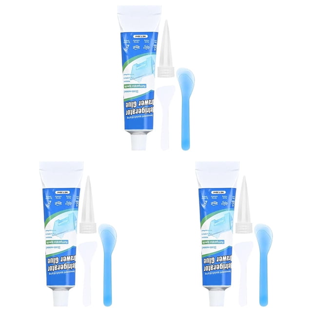 3Pcs Refrigerator Drawer Strong Adhesive,Glue for Refrigerator,Fast Drying Silicone Adhesive Sealant Hard Plastic Inner Wall Drawer Panel Refrigerator Shelf Fixed Adhesive Glue
