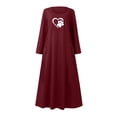 thumbnail image 4 of Pisexur Robe d'Automne pour Femme 2023 Robe en Coton et Lin à Manches Longues, Ligne A et Évasée, Maxi Longue, 4 of 5