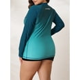 thumbnail image 4 of Charmo Womens Plus Size Long Sleeve Rash Guard Top Zipper Sufing Swim Shirt, 4 of 6