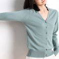 thumbnail image 4 of Cardigan Manteau Doux en Tricot pour Femmes, Mode Durable, Printemps et Automne, Décontracté, Ample, Uni, Manches Longues, Col en V, à Boutons - Hontri, 4 of 5