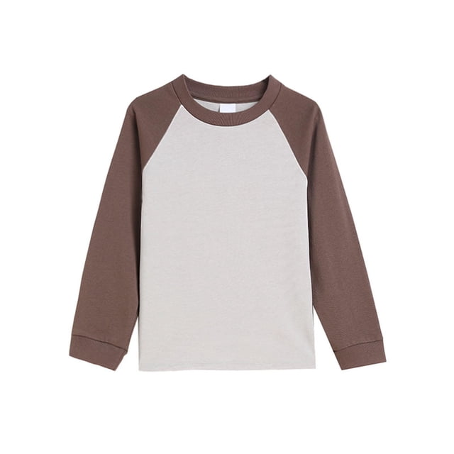 T-shirts à Manches Longues Raglan pour Garçons, Hauts Décontractés à Col Rond pour Enfants, Tenues Quotidiennes