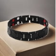 thumbnail image 2 of Bracelet Magnétique pour Hommes en Acier Titane, Bracelet Magnétique à Double Rangée avec 4 Aimants, 2 of 6