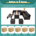 thumbnail image 4 of Patiojoy 9 Pieces Outdoor Patio Furniture Set with 35-Inch Propane Fire Pit Table Outdoor PE Wicker Space-Saving Sectional Sofa Set with Storage Box and Cushions Gray, 4 of 10