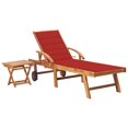 thumbnail image 1 of vidaXL Sun Lounger with Table and Cushion Solid Teak Wood, 1 of 5