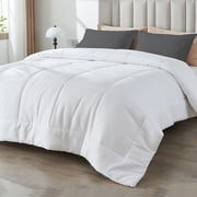 Hitime All Season Comforter Duvet Insert White Twin Size Down Alternative Bedding (White, Queen - 88" x 88")