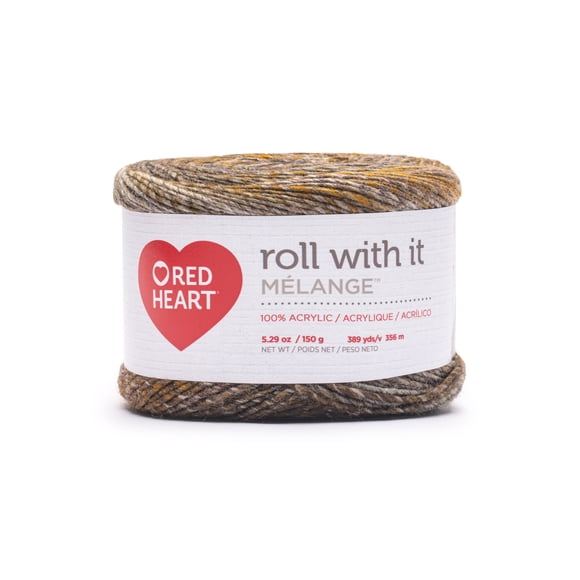 Laine acrylique Red Heart® Roll With It Melange™ n° 4 Worsted (Moyenne), Œil de Tigre 150 g (5,29 oz) 355 m (389 yards)