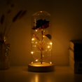 thumbnail image 3 of Noref Preserved Rose Flower LED Light with Glass Cover & Wooden Base Valentines'Day Wedding Gift, 3 of 8