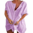 thumbnail image 2 of Robe Décontractée Ample Grande Taille pour Femmes Manches Courtes Boutons Robe Chemise de Plage, 2 of 2