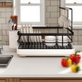 thumbnail image 4 of Two-Tier Kitchen Dish Drying Rack with Integrated Utensil Holder and Efficient Drain Tray for Organized Counter Space, 4 of 4