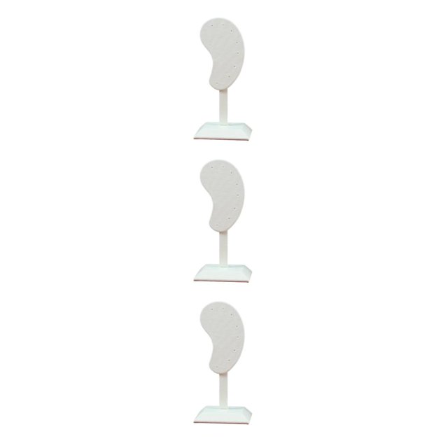 kurtrusly Earring Display Stand Muti-purpose Ear-Shape Organizer Bedroom Decor Holder beige PU 3Set