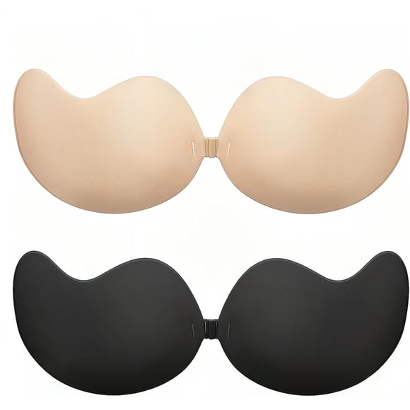 Adhesive Bra Sticky Strapless Invisible Bra Push Up Stick On Bra Nipple Covers Beige,black