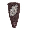 thumbnail image 4 of Crochet Headbands Winter Leaves Pattern with Adjustable Elastic Rhinestones Elastic Head Protector Wide Warm Chunky Hair Accessories for Girls Coffee, 4 of 6