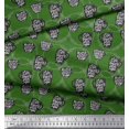 thumbnail image 3 of Soimoi Green Modal Satin Fabric Life Begins After Coffee Text Print Sewing Fabric Yard 42 Inch Wide, 3 of 5