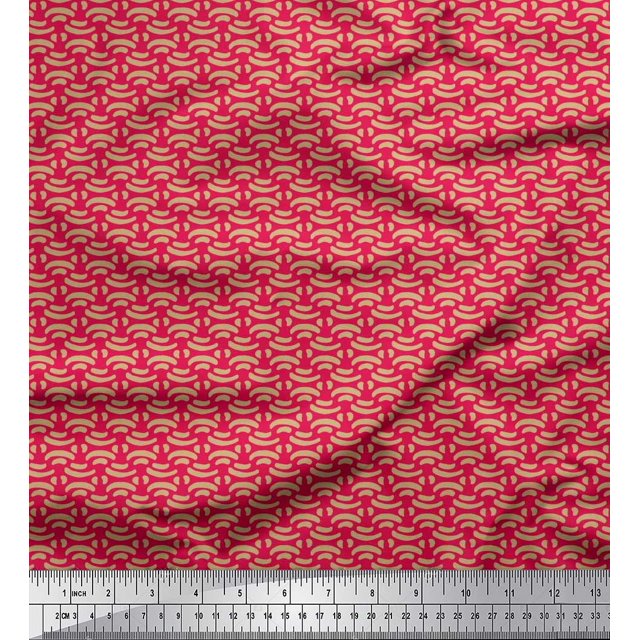 Soimoi Crepe Silk Fabric Brush Stroke Abstract Printed Fabric 1 Yard 42 Inch Wide