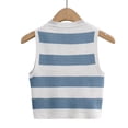 thumbnail image 4 of Dealovy Débardeurs pour Femmes Été Côtelé Court Ajusté Rayé Sans Manches Col Rond T-Shirts, 4 of 4