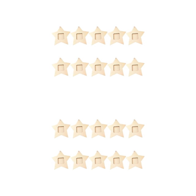 Langgg 10 Pieces Christmas Tree Plywood Photo Frame Assortment Hotel Living Room Wall Star Hanging Decoration Assorted Kit 2Set