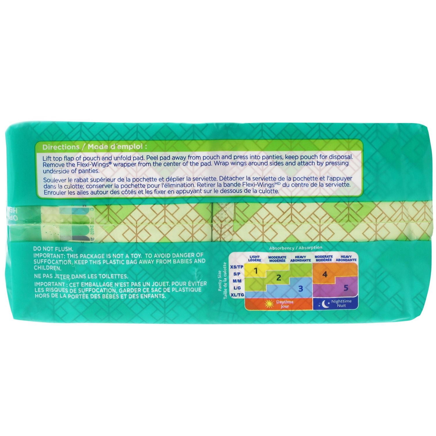 Serviettes ultra minces longues Equate ultra absorbantes avec Flexi-Wings, taille 2, 32 unités