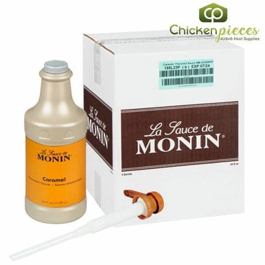 Monin Caramel Sauce, Premium Gourmet Dessert and Beverage Topping, 64 oz (4 lbs) Bottle, 4/Case