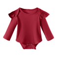 thumbnail image 1 of UAMVSH Baby Boy Girl Long Sleeve Ruffle Romper Bodysuits Ribbed Knitted Jumpsuit Clothes Soft Spring Fall Infant Clothes(12-18 Months,Red), 1 of 3