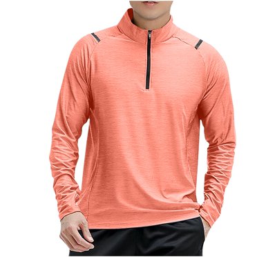 Gspmoly Men Tshirt, Men'S Long Sleeved Drying Sports Running Semi Zippered Solid Color Breathable T-Shirt Summer Tops Clearance