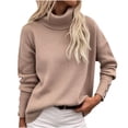 thumbnail image 1 of Yuyuzo Womens Sweater Long Sleeve Pullover Turtleneck Tops with Button Cuff Winter Fall Casual Solid Color Sweaters, 1 of 6