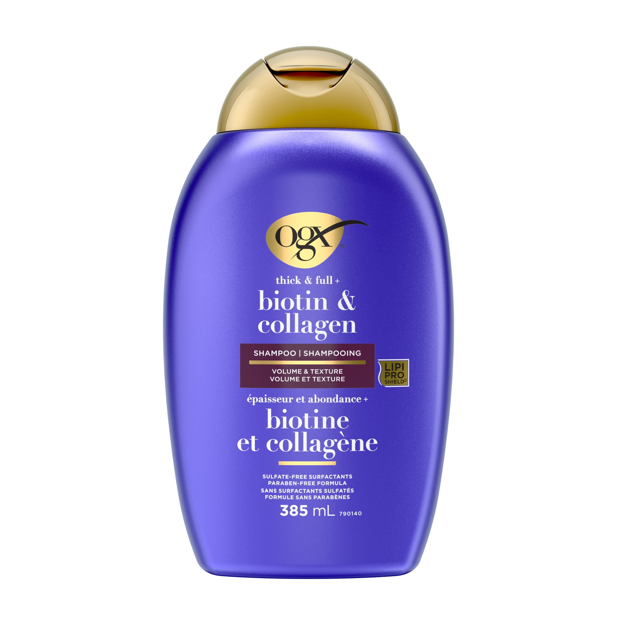 OGX Thick & Full + Biotin & Collagen Volumizing Shampoo, Nutrient-Infused Hair Shampoo with Vitamin B7 Biotin Gives Hair Volume & Body for 72+ Hours, Sulfate-Free Surfactants