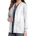 thumbnail image 1 of Landau Veste d'Uniforme Médicale pour Femme, Haut de Gamme, à Boutons-Pression, Col Ras du Cou, 4 Poches, Réchauffement, Blanc, Moyen, 1 of 6