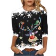 thumbnail image 2 of Hauts Grande Taille pour Femmes, Imprimé Décontracté de Noël, Manches Trois-Quarts, Col Rond, Blouses d'Été en Solde, 2 of 4