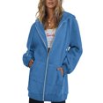 thumbnail image 1 of Innerwin Chandails en Molleton à Capuche Zippés pour Femmes Sweat à Capuche Automne Couleur Unie Chaud Bleu Paon TP, 1 of 3