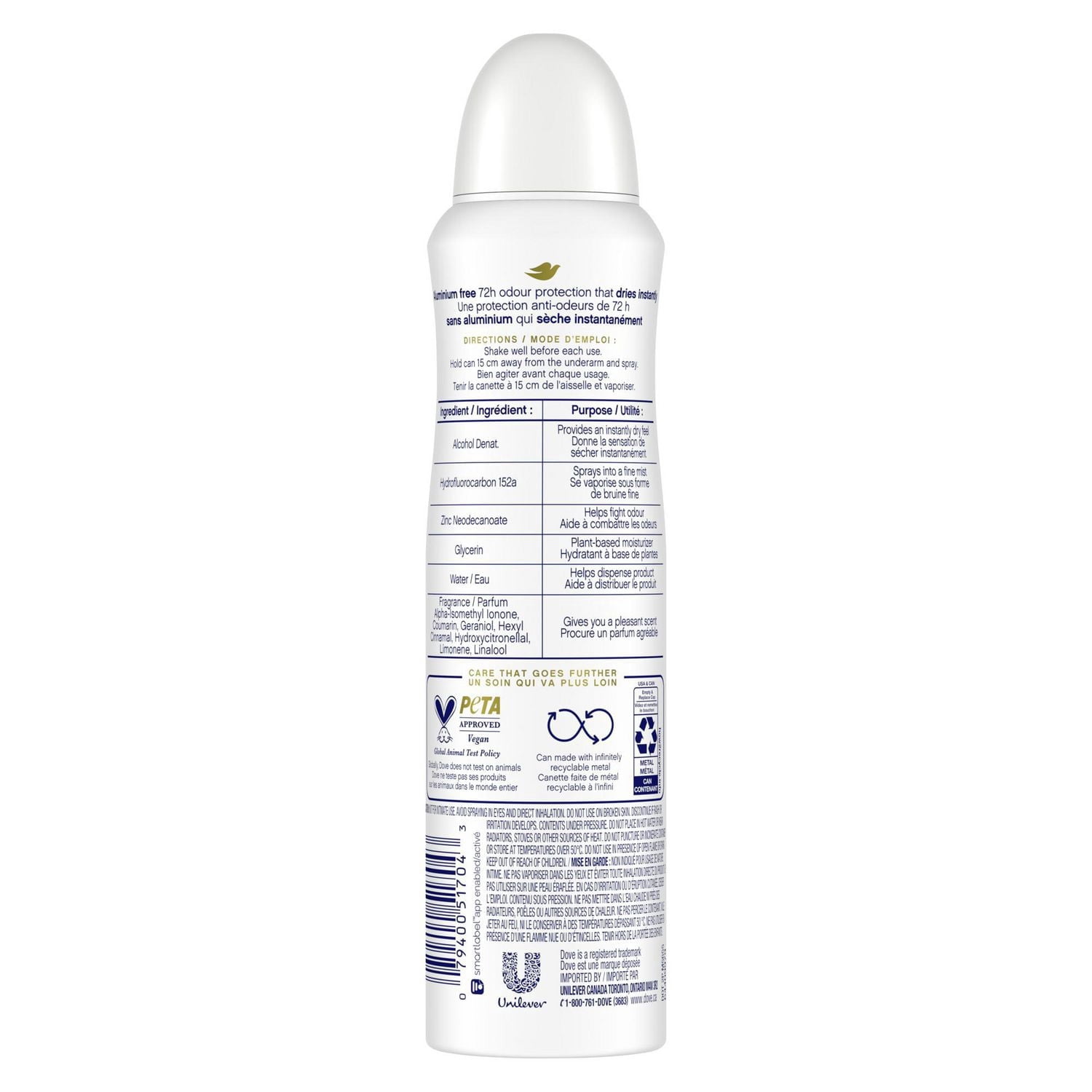 Dove Aluminum-Free Deodorant Dry Spray Dragon Fruit & Coconut Cream, 113 g