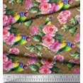 thumbnail image 2 of Soimoi Poly Georgette Fabric Bird,Leaves & Rose Floral Fabric Prints By Yard 52 Inch Wide, 2 of 3