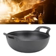 thumbnail image 1 of Cast Iron Wok Pan with 2 Handle and Wooden Lid, Uncoated Flat Bottom Wok, Chinese Wok Stir Fry Pan Chinese Pan Mini Wok for Induction, Electric, Gas Stoves, Practical Gift, 1 of 7