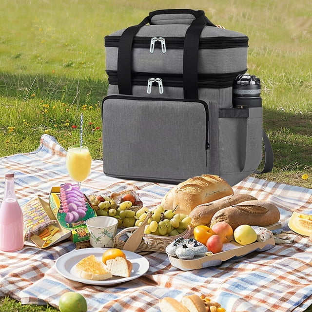 Fridja Clearance under 5$ 18L Extra Large Expandable Insulated Cooler Lunch Box for Double Decks Leakproof Heavy Duty Lunch Bag Snack Bags for Adult Construction Work Picnic