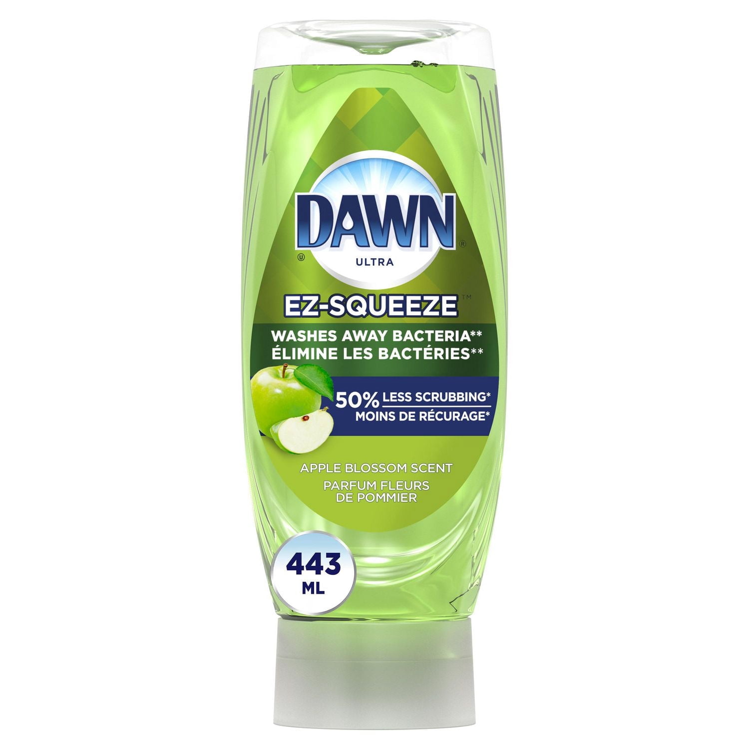 Dawn Ultra EZ-Squeeze Dish Soap, Dishwashing Liquid, Washes Away Bacteria Apple Blossom 443ML