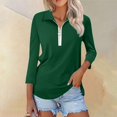 thumbnail image 2 of MeetoTime Chemises à Fermeture Éclair 1/4 pour Femmes Blouses Décontractées à Col Manches 3/4 Tuniques Tops Pull, 2 of 7