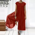 thumbnail image 2 of HBFAGFB Combinaison pour Femmes Col Ras du Cou à Fermeture Éclair Manches Courtes Ample et Légère Barboteuses Rouge Taille g, 2 of 5