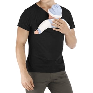 Dégagement ! MITCOWBOYS T-Shirts hommes T-shirts hommes bébé T-shirt cou V manches courtes T chemises pour hommes peau à peau T chemise avec poche papa chemises bébé porte-hommes chemises casual L noir