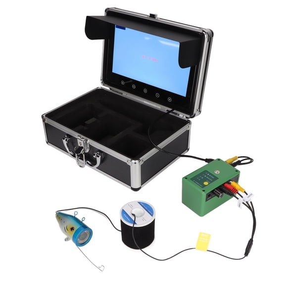 Caméra de Pêche sous-Marine, Caméra de Pêche sur Glace sous-Marine Détecteur de Poissons de Pêche sur Glace 30 m 1000 Tvl Mégapixels avec Écran Couleur TFT 10,1 Po 15 Lampes Infrarouges pour la Pêche 100 240 V