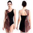 thumbnail image 1 of TiaoBug Womens Sparkly Rhinestones Dress Gymnastics Leotards Sleeveless Sheer Mesh Patchwork Skirted Leotard Dusty Pink M, 1 of 7